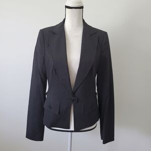 Reiss Goblin Cropped Striped Suite Blazer Jacket Wool Blend Size 14